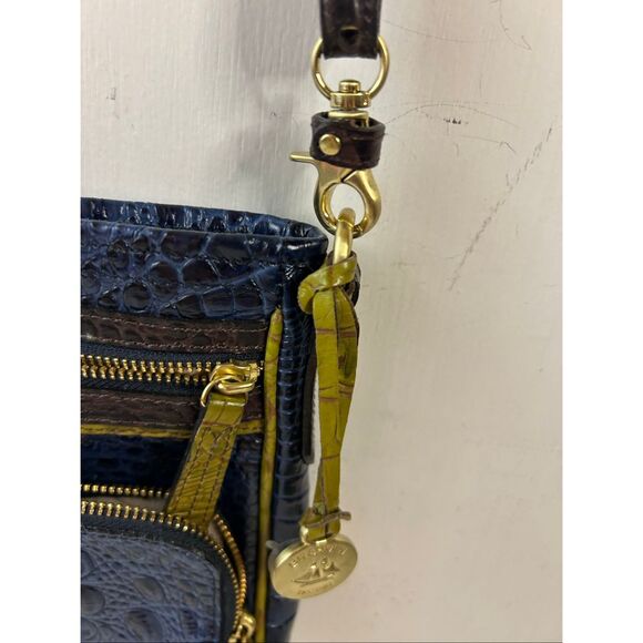 Brahmin Blue Green Croc crossbody 24\